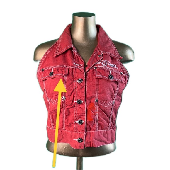 Vintage Get Used Authentic Jeans Burnt Orange Utility Vest Denim Circa early 90s - Picture 13 of 14